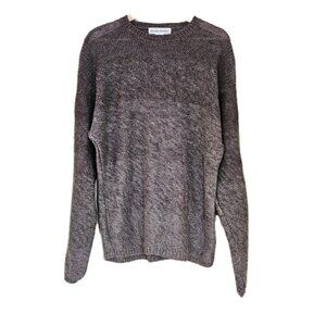 Banana Republic Linen Sweater Men M Brown Ombre LS Crewneck Sustainable Neutral